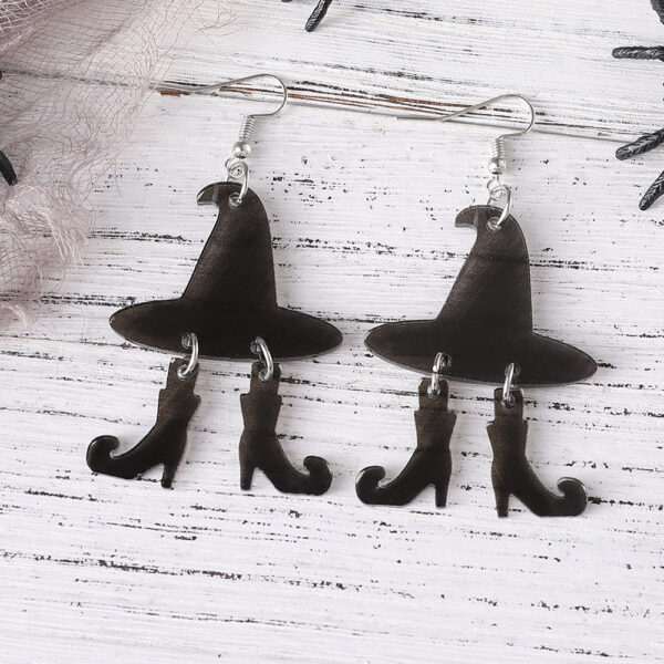 oly-6c02d6766d3db8c98d61f948fa44a623 Wholesale Cross Border Halloween Gothic Wind Witch Hat Boots Pendant Earrings Acrylic Ear Jewelry Halloween Gift
