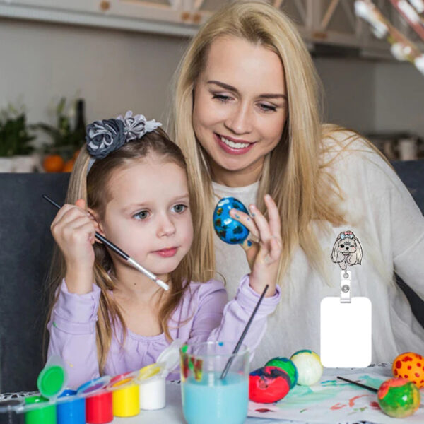 Wholesale Cute puppy animal series acrylic easy-pull buckle, retractable and rotatable doctor and nurse ID card buckle.