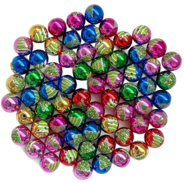 Wholesale Christmas-print metallic beaded beads