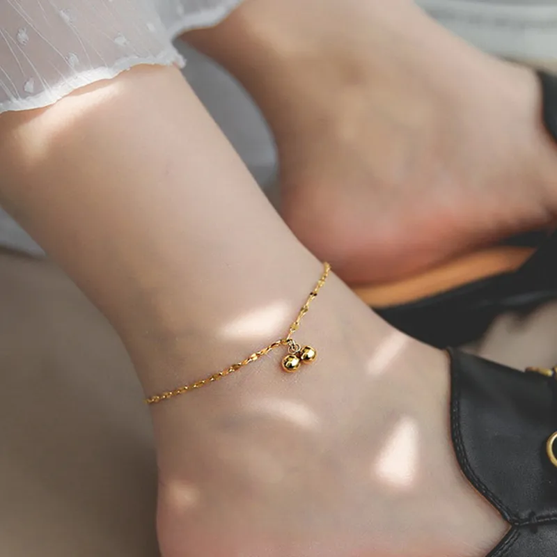 Wholesale Classic Style Solid Color Chains Print Stainless Steel Inlay Zircon Women's Anklet