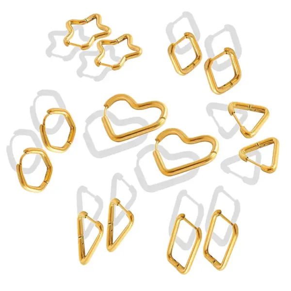 PVD Coated Real Gold Plated 18K Gold Heart 304 Stainless Steel Waterproof Non Tarnish Earrings