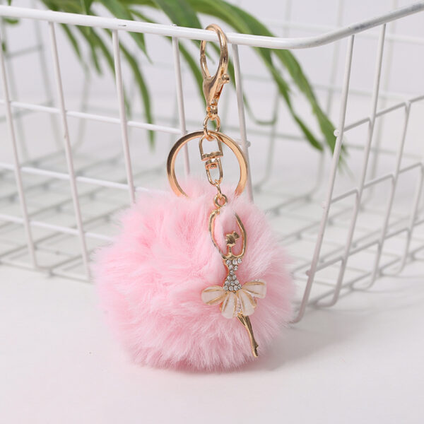 oly-6c196d5cf73d1af69636862f3ac6860d Wholesale Cute rhinestone angel ballet girl fur ball keychain pendant imitation rex rabbit fur ball bag ornaments