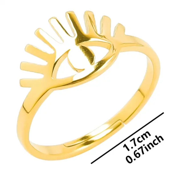 PVD Coated Real Gold Plated 18K Gold Eye 304 Stainless Steel Streetwear Waterproof Non Tarnish Open Ring