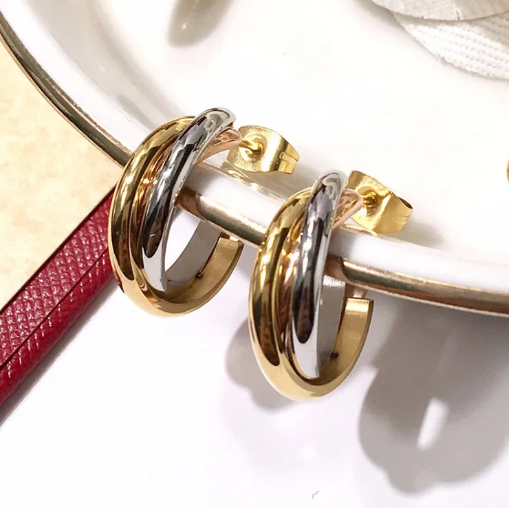 Wholesale 304 Stainless Steel C Shape Multicolor PVD Coated 18K Gold Plated 18K Gold Simple Style Waterproof Non Tarnish Plating Gold Ear Studs