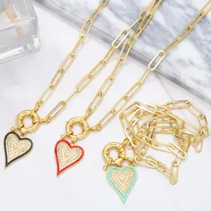 Wholesale Fashion Heart Copper 18k Gold Plated Necklace In Bulk