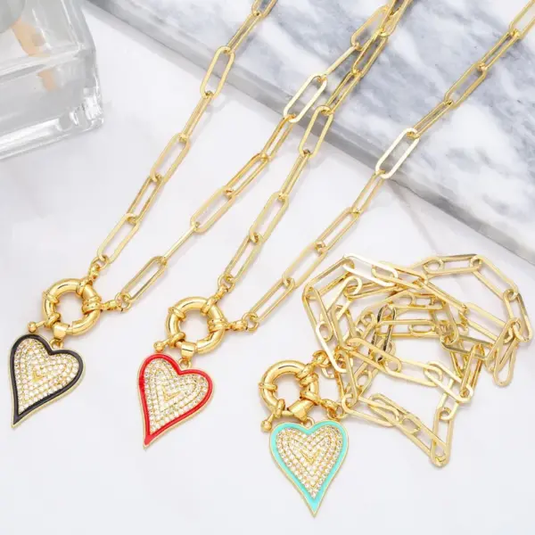 Wholesale Fashion Heart Copper 18k Gold Plated Necklace In Bulk
