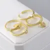 Wholesale Copper 18K Gold Plated Gold Plated Plating Inlay Water Droplets Heart Shape Zircon Open Rings Rings