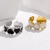 Wholesale PVD Coated Real Gold Plated Heart Shape Stainless Steel Sweet Waterproof Non Tarnish Open Ring