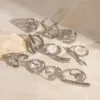 Wholesale 304 Stainless Steel Geometric Exaggerated Artistic Waterproof Non Tarnish Layered Silver Open Rings