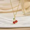 Wholesale Jewelry Simple Style Cherry Titanium Steel Plating Pendant Necklace