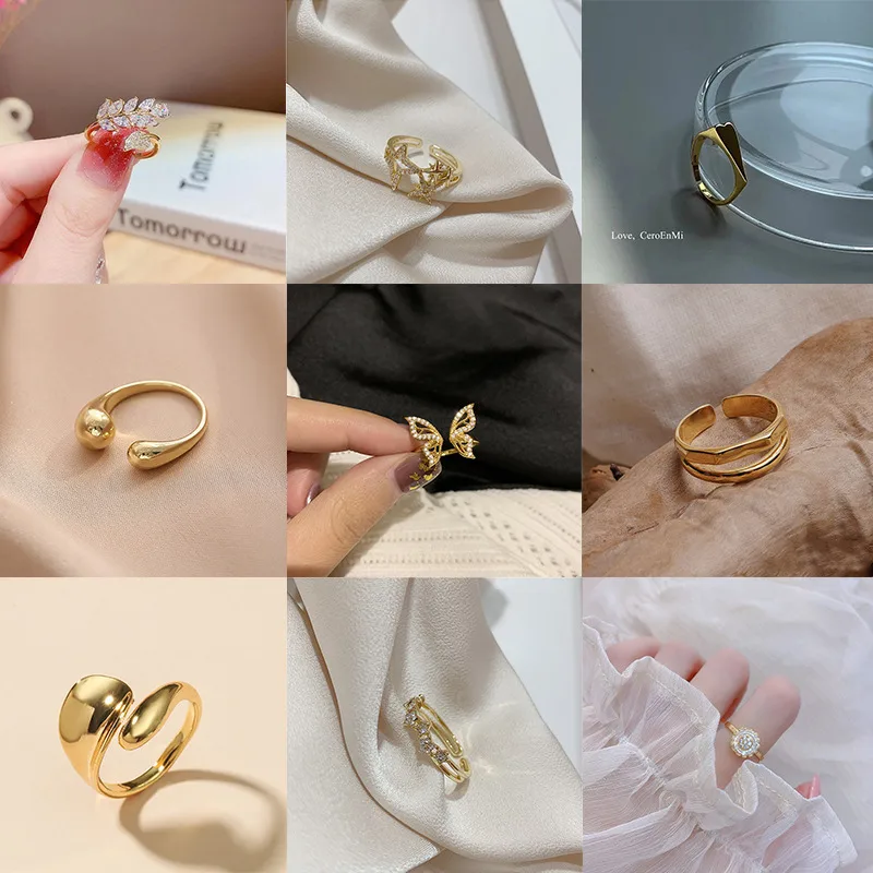 Wholesale Fashion Heart Shape Butterfly Copper Plating Zircon Open Ring