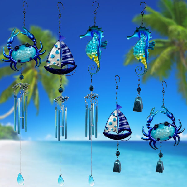 Wholesale Cross-border New Products Ocean Series Wind Bell Crab Seahorse Sailing Mediterranean Hanging Decoration Hawaii Home Garden Decoration