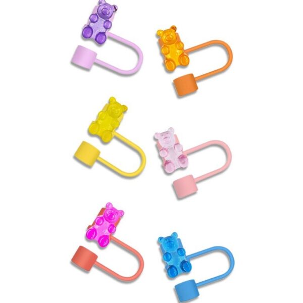 Wholesale Cross-border new resin glitter love straw cap silicone straw dust cap party decoration glass straw universal