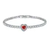 Wholesale Copper Rhodium Plated Simple Style Shiny Inlay Round Water Droplets Heart Shape Zircon Tennis Bracelet