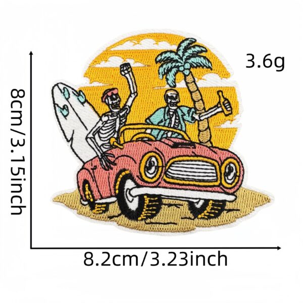 oly-6c4032ab8598cbfda6085e58a5d19932 Wholesale Cross-border Color Scenery Skull Car Cloth Sticker Zhang Zi Cartoon Green Landscape Graffiti Series Decoration Computer Embroidery