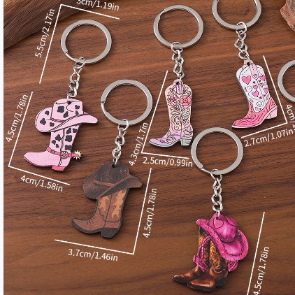Wholesale Western ethnic style cowboy hat and boot charm keychain