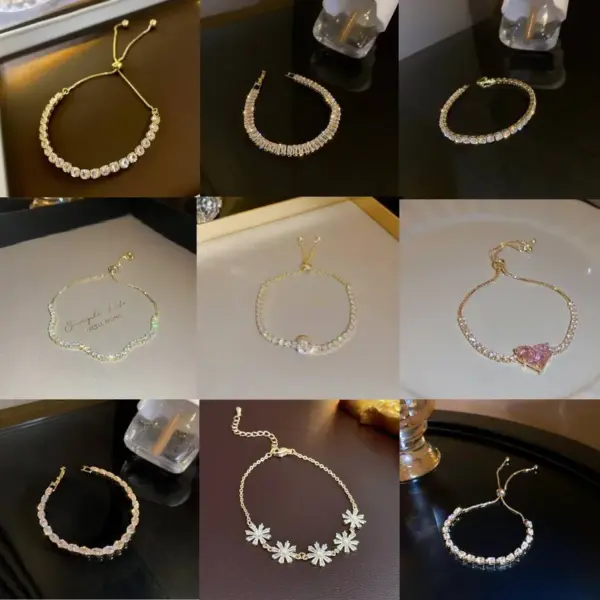 Simple Style Heart Shape Copper Inlay Zircon Bracelets