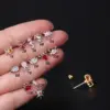 Copper Artificial Gemstones Ear Cartilage Rings & Studs Geometric Waterproof Non Tarnish Surgical Steel