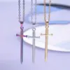 Wholesale PVD Coated Real Gold Plated 18K Sword 304 Stainless Steel Modern Style Simple Classic Waterproof Non Tarnish Pendant Necklace