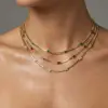Wholesale 18K Gold Plated 304 Stainless Steel Necklace Vintage Inlaid Diamond Snake Bone Chain For Women Non-Fading Collarbone Chain With Rhinestones