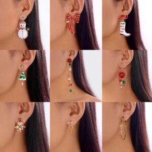 Wholesale Christmas tree, snowflake, snowman, cowboy boots, bells, tassel earrings