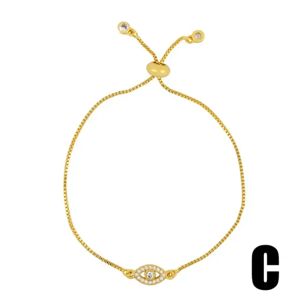 Wholesale Fashion Devil's Eye Copper 18k Gold Plated Zircon Bracelets In Bulk
