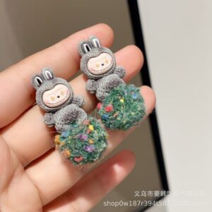 Gray clip-on earrings for non-pierced ears