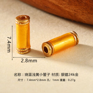 cloisonné enamel pale yellow tube