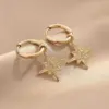 PVD Coated 18K Gold Real Gold Plated Circle Star 304 Stainless Steel Retro Waterproof Non Tarnish Charm Sleeper Hoop Earrings Drop Earrings