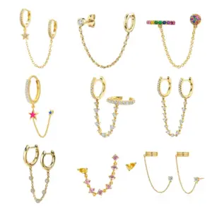 1 Piece Simple Style Commute U Shape Star Water Droplets Plating Chain Inlay Copper Zircon Earrings