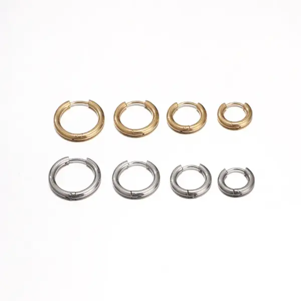 1 Piece Stainless Steel Stone-Free Ear Cartilage Rings & Studs Solid Color Plating 18K Real Gold Plated