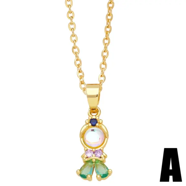 Wholesale Cute Fashion Simple Style Cartoon Character Mermaid Copper Plating Inlay Zircon 18k Gold Plated Necklace