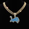 Wholesale Blue Lion Hip Hop Cuban Chain Necklace