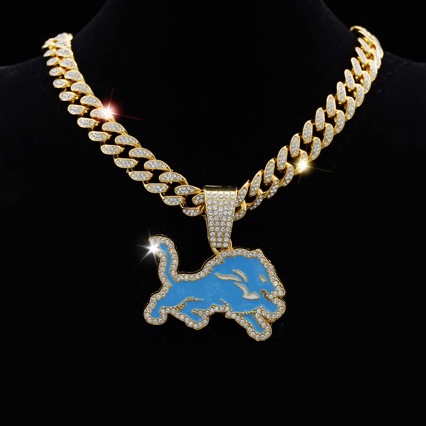 Wholesale Blue Lion Hip Hop Cuban Chain Necklace