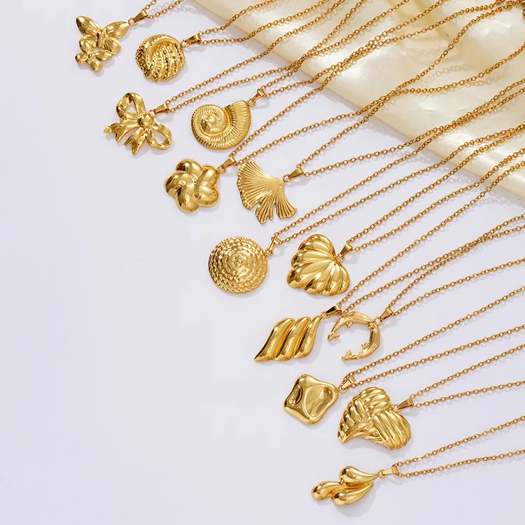Wholesale 304 Stainless Steel Round Conch Heart Shape Electroplated 18K Real Gold Plated Basic Modern Style Classic Style Waterproof Non Tarnish Plati