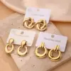 Wholesale 1 Pair/Package Casual Modern Style Ring Handle Polishing Plating 201 Stainless Steel 18K Gold Plated Earrings
