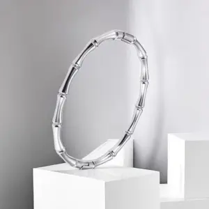 14-B-8 Steel Color Bamboo Bracelet round