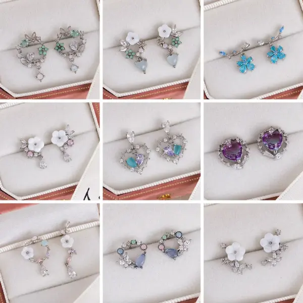 Wholesale 1 Pair Fashion Flower Inlay Copper Zircon Ear Studs