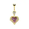 Fashion Heart Shape Stainless Steel Plating Zircon Belly Ring