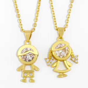 Wholesale Copper Cable Chain Plating Doll Necklace