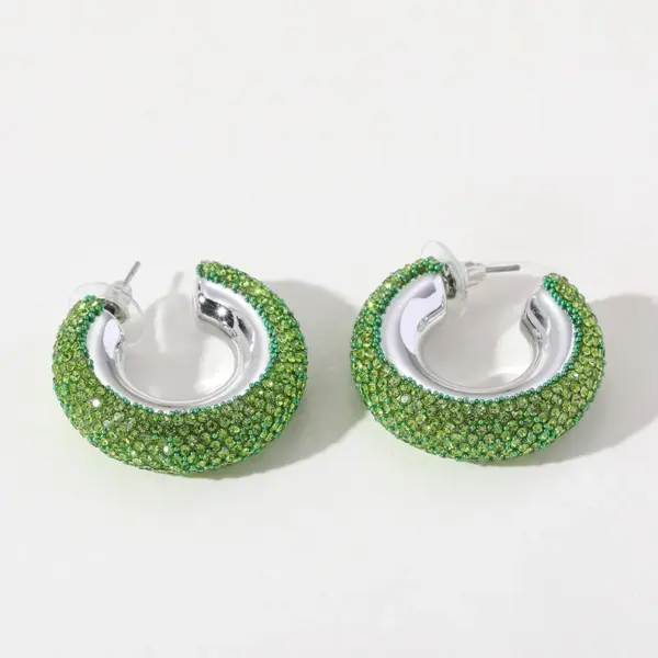Wholesale 1 Pair Nordic Style Lady Tropical C Shape Inlay 304 Stainless Steel CCB Zircon Ear Studs