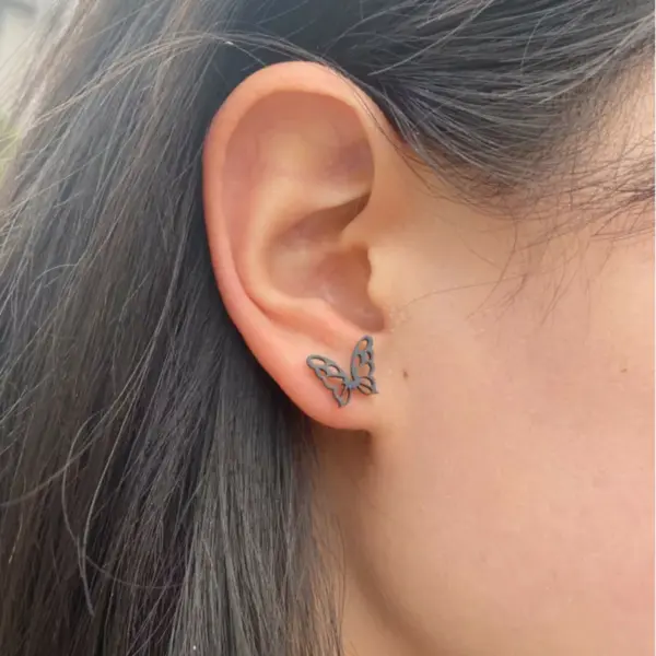 PVD Coated Real Gold Plated Leaf Heart Shape Stainless Steel Waterproof Non Tarnish Ear Studs