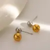 Wholesale 18K Gold Plated 304 Stainless Steel Vacuum Electroplating (In-Furnace) Round Mixed Color (Jewelry Metal Contrast Color) Luxurious Women's Suitable Contrast Color Metal Earrings