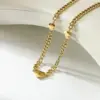 Wholesale Fashion Heart 14k Gold Stainless Steel Necklace