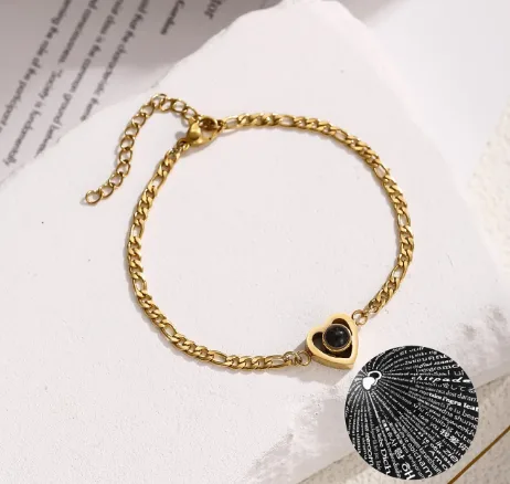 Wholesale Vacation Classic Style Heart Shape 304 Stainless Steel Cable Chain Bracelets In Bulk