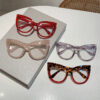 Wholesale Cross-border hot-selling large-frame cat-eye-shaped frame glitter anti-blue-ray glasses European and American fashion retro flat glasses