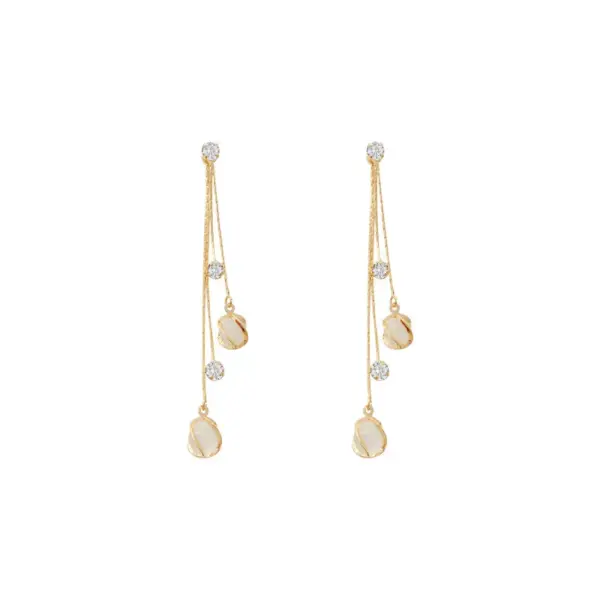 Fashion Geometric Heart Shape Bow Knot Copper Inlay Artificial Pearls Rhinestones Opal Earrings 1 Pair