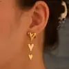 Wholesale Valentine's Day Gift Heart-shaped Souvenir Necklace Pendant Earrings High-end 304 Stainless Steel Jewelry Set 18K Real Gold Plated Vacuum Electroplating Natural Stone Zircon
