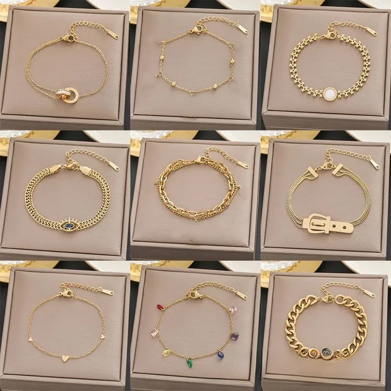 Wholesale Sweet Simple Style Cross Heart Shape Titanium Steel Cuban Link Chain Curb Chain Paperclip Chain Tennis Chain Bracelets In Bulk