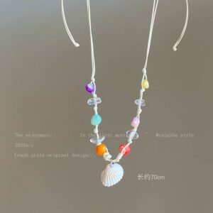 Colorful beaded shell necklace